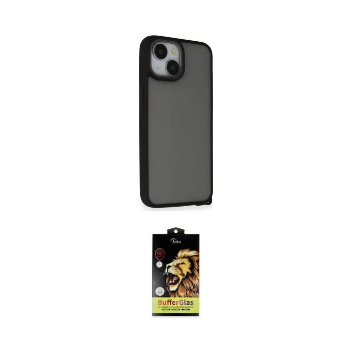 ieg™ iPhone 14 Kılıf Atlas Form - Siyah Buffer Cam Ekran Koruyucu