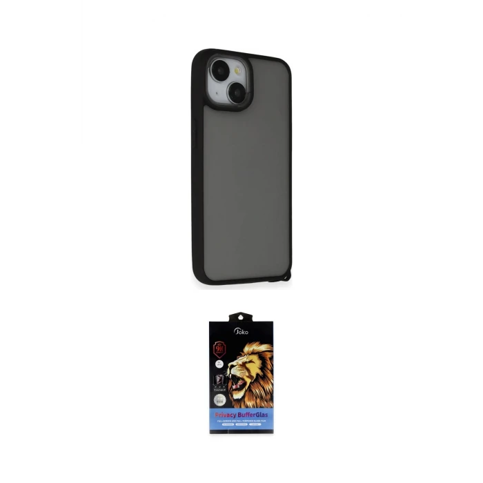 ieg™ iPhone 14 Kılıf Atlas Form - Siyah Buffer Hayalet Cam Ekran Koruyucu