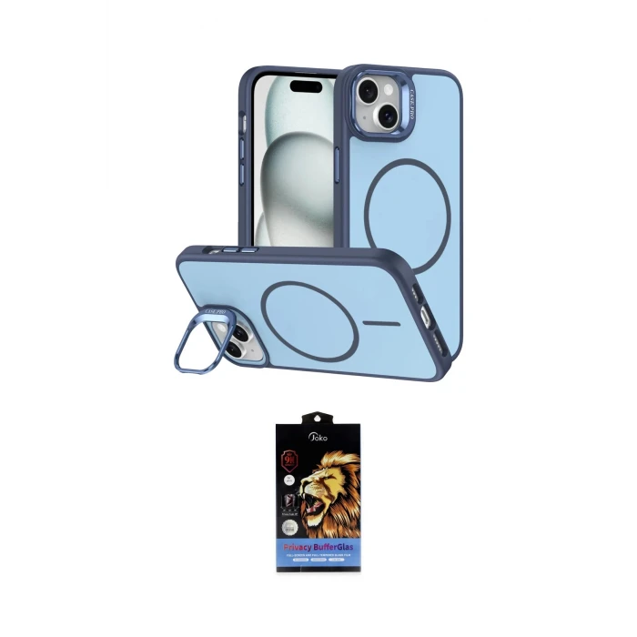 ieg™ iPhone 14 Kılıf Çekirdek Klasik - Siyah Buffer Hayalet Cam Ekran Koruyucu