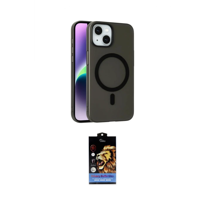 ieg™ iPhone 14 Kılıf Çekirdek Modern Prime - Siyah Buffer Hayalet Cam Ekran Koruyucu