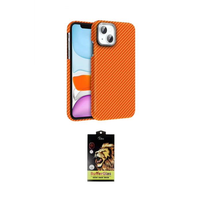 ieg™ iPhone 14 Kılıf Doruk Serisi - Siyah Buffer Cam Ekran Koruyucu