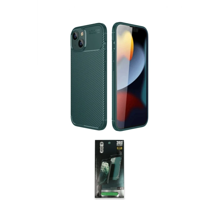 ieg™ iPhone 14 Kılıf Eksen Form Prime - Şeffaf 360 Full Body Arka Koruyucu