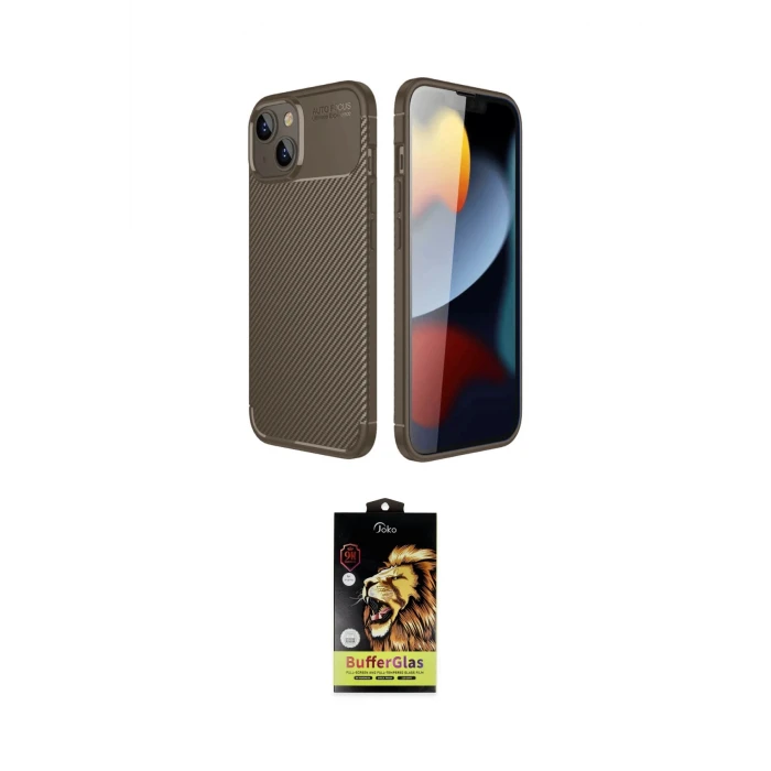 ieg™ iPhone 14 Kılıf Eksen Form Prime - Siyah Buffer Cam Ekran Koruyucu