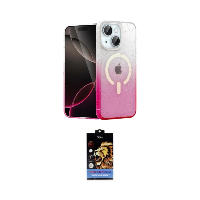 ieg™ iPhone 14 Kılıf Eksen Minimal Özel Seri - Siyah Buffer Hayalet Cam Ekran Koruyucu