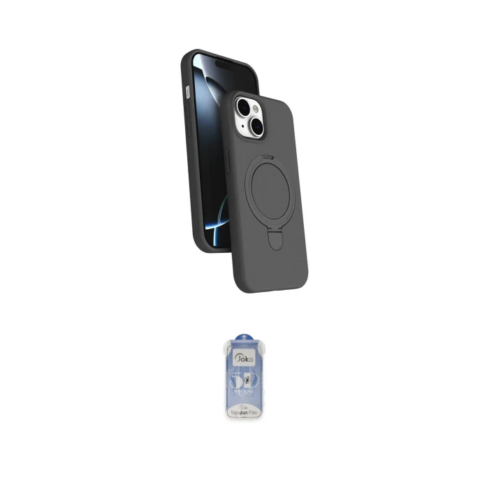 ieg™ iPhone 14 Kılıf İz Işık Koleksiyonu - Siyah Joko Magic 5D Cam