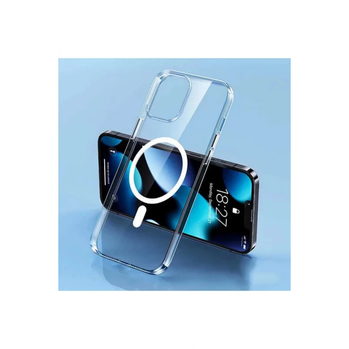 İEG® Iphone 14 Kılıf Kamera Lens Korumalı Magsafe Destekli Şeffaf Darbe Emici Sert Kapak
