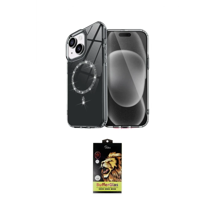 ieg™ iPhone 14 Kılıf Kıvılcım Form Prime - Siyah Buffer Cam Ekran Koruyucu