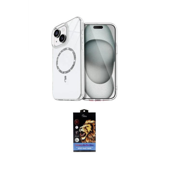 ieg™ iPhone 14 Kılıf Kıvılcım Form Prime - Siyah Buffer Hayalet Cam Ekran Koruyucu