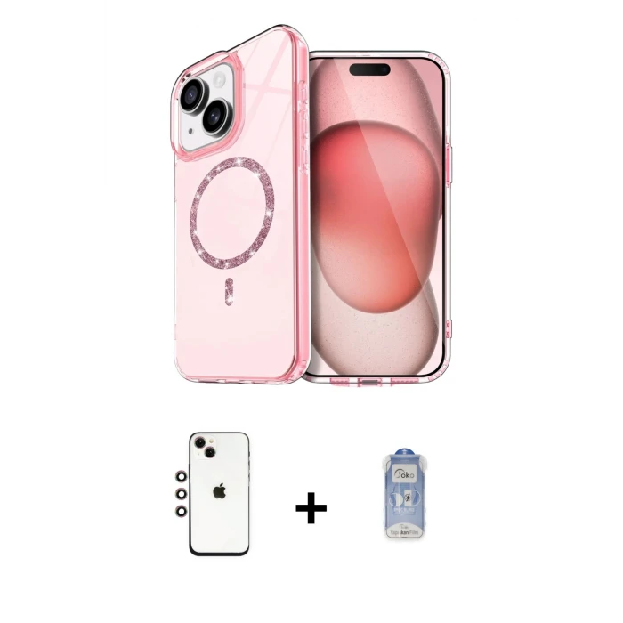 ieg™ iPhone 14 Kılıf Kıvılcım Form Prime - Siyah Joko Magic 5D Cam + Shine Kamera Lens - GI