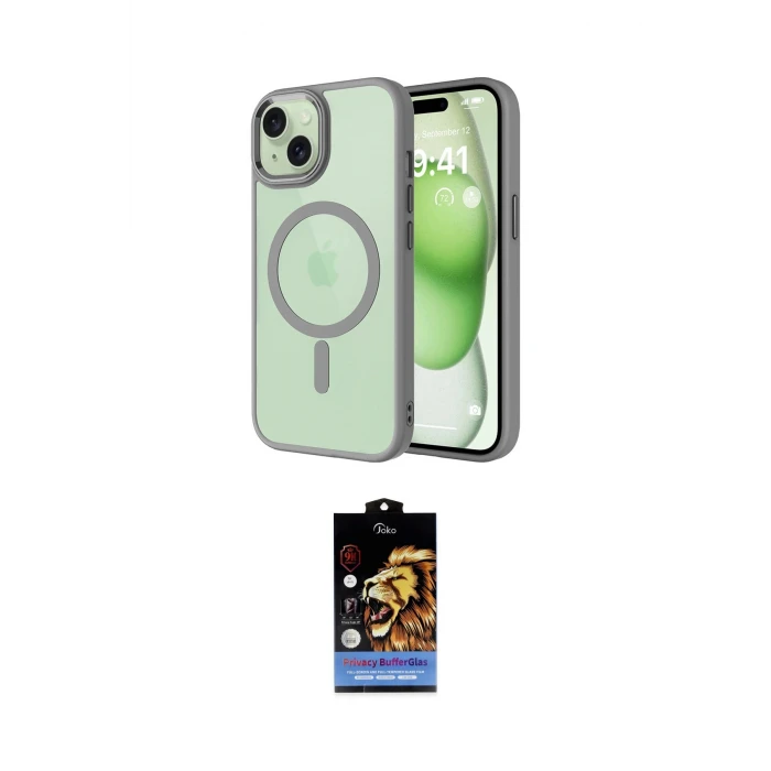 ieg™ iPhone 14 Kılıf Kıvılcım Prime - Siyah Buffer Hayalet Cam Ekran Koruyucu