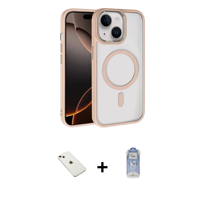 ieg™ iPhone 14 Kılıf Kıvılcım Prime - Siyah Joko Magic 5D Cam + Diamond Kamera Lens - PE