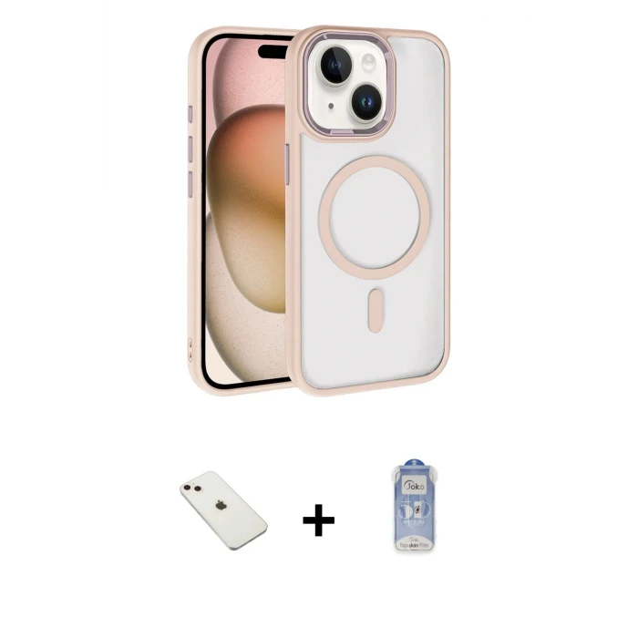 ieg™ iPhone 14 Kılıf Kıvılcım Prime - Siyah Joko Magic 5D Cam + Diamond Kamera Lens - PE