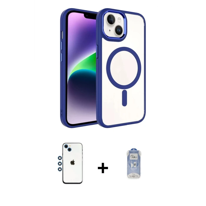 ieg™ iPhone 14 Kılıf Kıvılcım Prime - Siyah Joko Magic 5D Cam + Shine Kamera Lens - MI