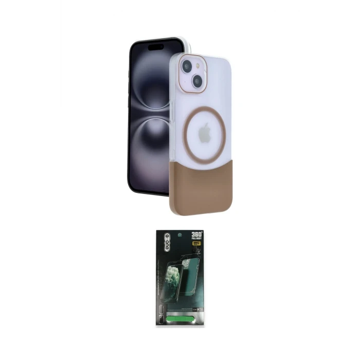 ieg™ iPhone 14 Kılıf Kozmos Form Özel Seri - Şeffaf 360 Full Body Arka Koruyucu