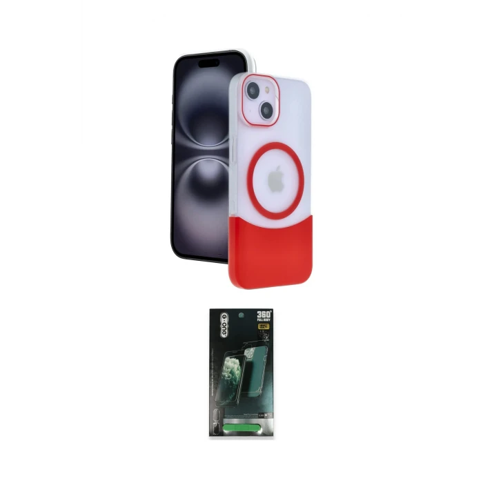 ieg™ iPhone 14 Kılıf Kozmos Form Özel Seri - Şeffaf 360 Full Body Arka Koruyucu