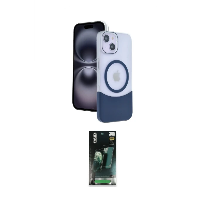 ieg™ iPhone 14 Kılıf Kozmos Form Özel Seri - Şeffaf 360 Full Body Arka Koruyucu