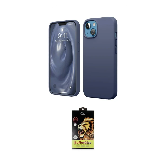 ieg™ iPhone 14 Kılıf Kozmos Yansıma Özel Seri - Siyah Buffer Cam Ekran Koruyucu