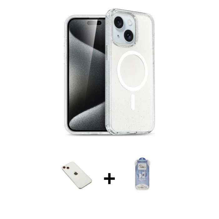 ieg™ iPhone 14 Kılıf Nova Asil Prime - Siyah Joko Magic 5D Cam + Diamond Kamera Lens - KI