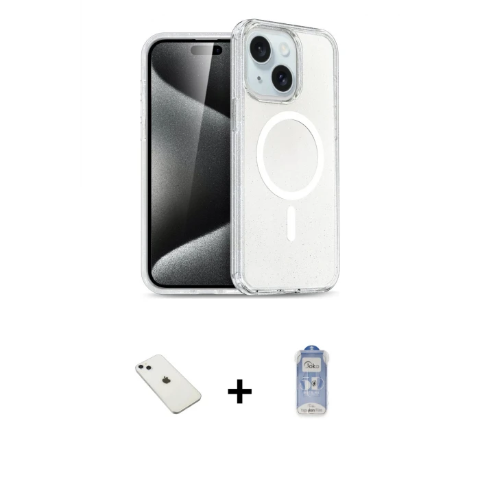 ieg™ iPhone 14 Kılıf Nova Asil Prime - Siyah Joko Magic 5D Cam + Diamond Kamera Lens - SABE
