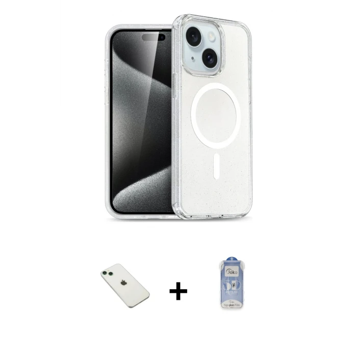 ieg™ iPhone 14 Kılıf Nova Asil Prime - Siyah Joko Magic 5D Cam + Diamond Kamera Lens - YL