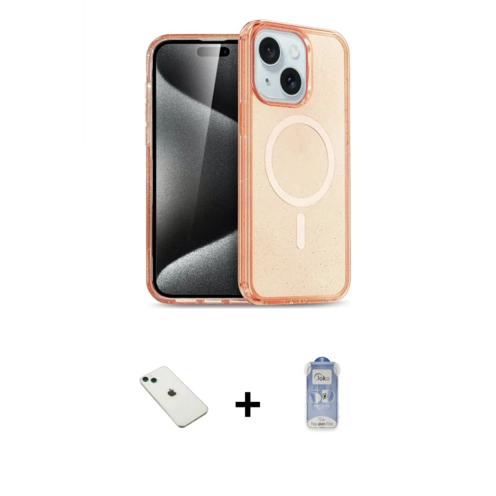 ieg™ iPhone 14 Kılıf Nova Asil Prime - Siyah Joko Magic 5D Cam + Diamond Kamera Lens - YL