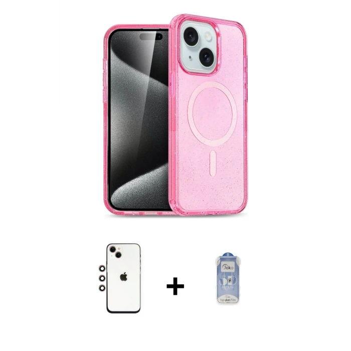 ieg™ iPhone 14 Kılıf Nova Asil Prime - Siyah Joko Magic 5D Cam + Shine Kamera Lens - GI