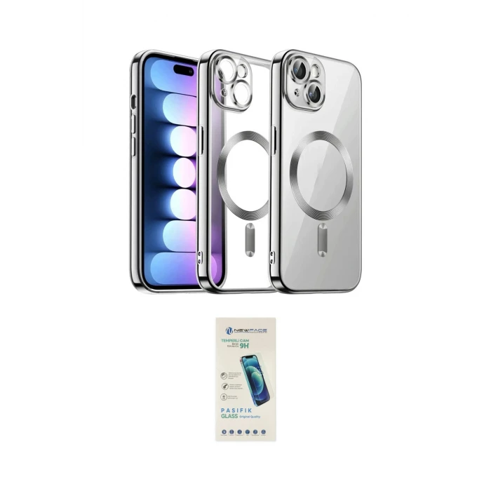 ieg™ iPhone 14 Kılıf Nova Işık Özel Seri - Şeffaf Pasifik Cam Ekran Koruyucu