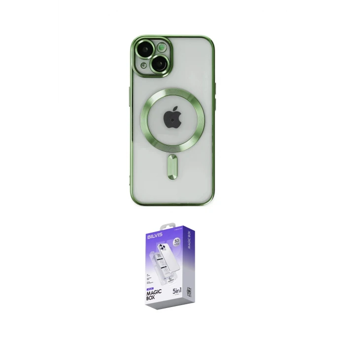 ieg™ iPhone 14 Kılıf Nova Işık Özel Seri - Siyah Bilvis 5in1 3D Magic Cam Ekran Koruyucu