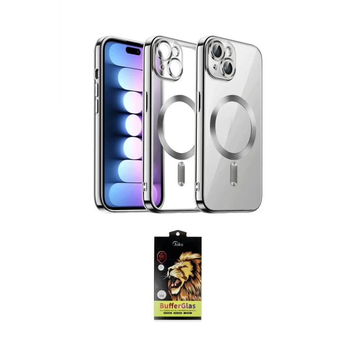 ieg™ iPhone 14 Kılıf Nova Işık Özel Seri - Siyah Buffer Cam Ekran Koruyucu