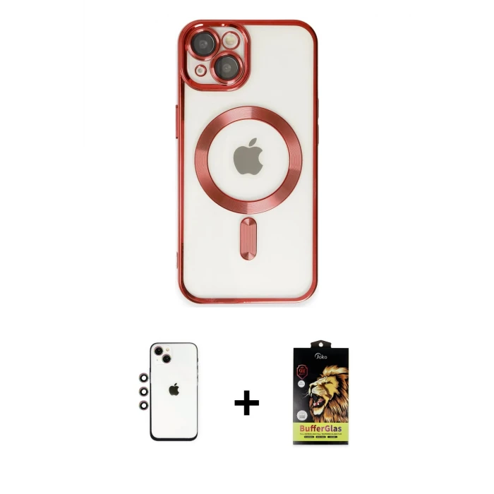 ieg™ iPhone 14 Kılıf Nova Işık Özel Seri - Siyah Buffer Cam Ekran Koruyucu + Shine Kamera Lens - GI