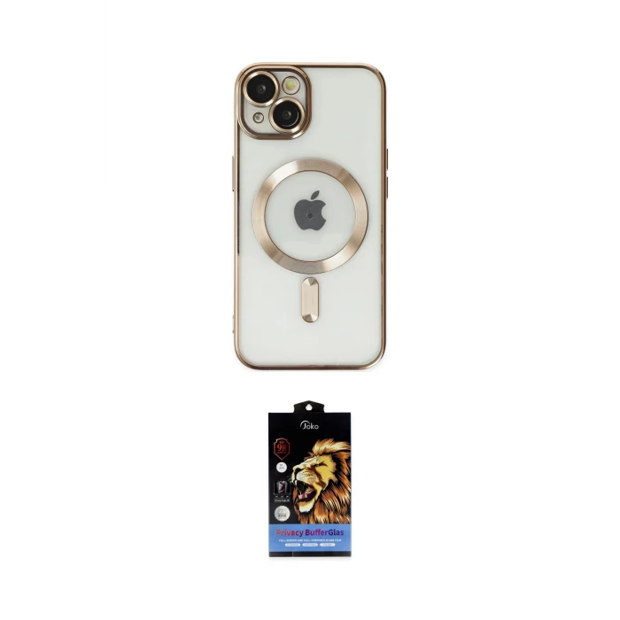 ieg™ iPhone 14 Kılıf Nova Işık Özel Seri - Siyah Buffer Hayalet Cam Ekran Koruyucu