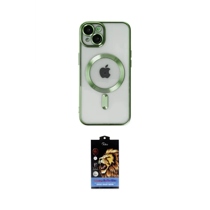 ieg™ iPhone 14 Kılıf Nova Işık Özel Seri - Siyah Buffer Hayalet Cam Ekran Koruyucu