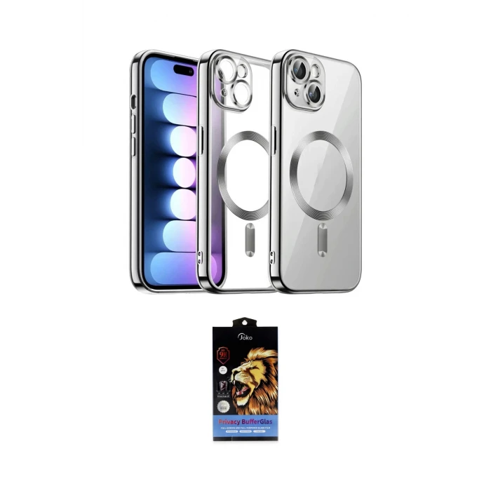 ieg™ iPhone 14 Kılıf Nova Işık Özel Seri - Siyah Buffer Hayalet Cam Ekran Koruyucu