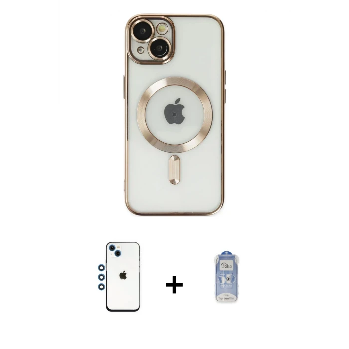 ieg™ iPhone 14 Kılıf Nova Işık Özel Seri - Siyah Joko Magic 5D Cam + Shine Kamera Lens - MI