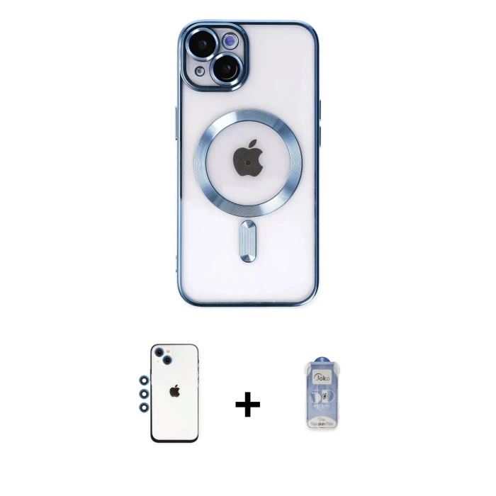 ieg™ iPhone 14 Kılıf Nova Işık Özel Seri - Siyah Joko Magic 5D Cam + Shine Kamera Lens - MI