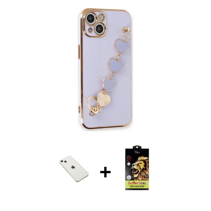 ieg™ iPhone 14 Kılıf Nova Işık Prime - Siyah Buffer Cam Ekran Koruyucu + Diamond Kamera Lens - PE