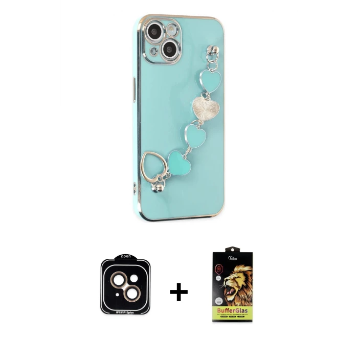 ieg™ iPhone 14 Kılıf Nova Işık Prime - Siyah Buffer Cam Ekran Koruyucu + PVD Metal Kamera Lens - TU