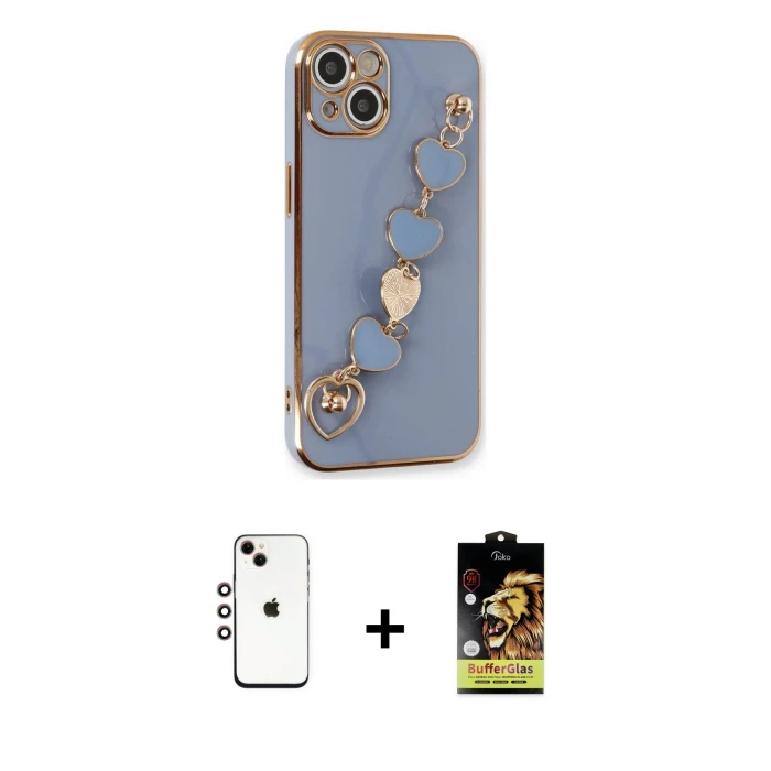 ieg™ iPhone 14 Kılıf Nova Işık Prime - Siyah Buffer Cam Ekran Koruyucu + Shine Kamera Lens - GI