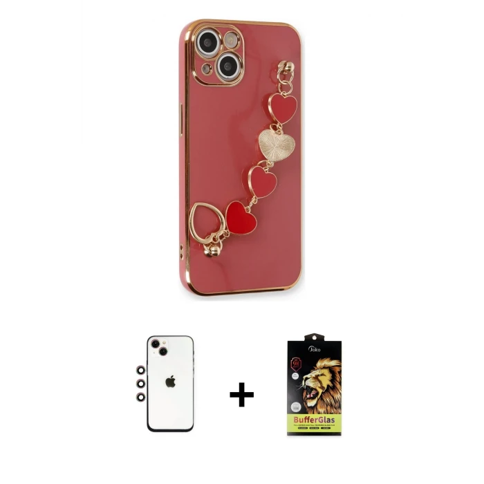 ieg™ iPhone 14 Kılıf Nova Işık Prime - Siyah Buffer Cam Ekran Koruyucu + Shine Kamera Lens - GI