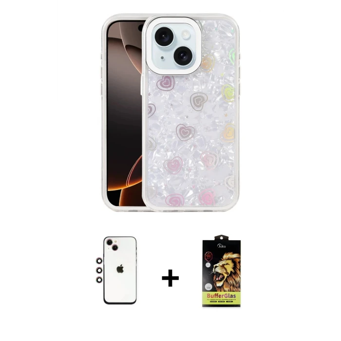 ieg™ iPhone 14 Kılıf Odak Prime - Siyah Buffer Cam Ekran Koruyucu + Shine Kamera Lens - GI