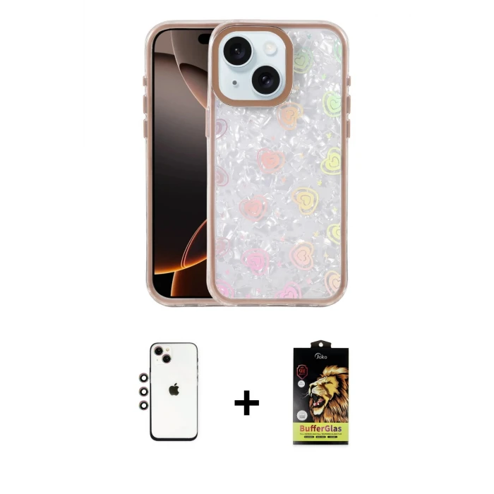 ieg™ iPhone 14 Kılıf Odak Prime - Siyah Buffer Cam Ekran Koruyucu + Shine Kamera Lens - GI
