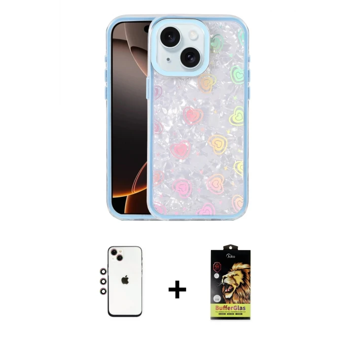 ieg™ iPhone 14 Kılıf Odak Prime - Siyah Buffer Cam Ekran Koruyucu + Shine Kamera Lens - GI
