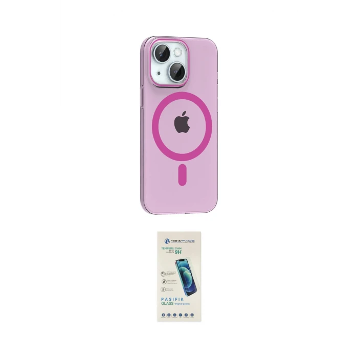 ieg™ iPhone 14 Kılıf Pusula Form Özel Seri - Şeffaf Pasifik Cam Ekran Koruyucu