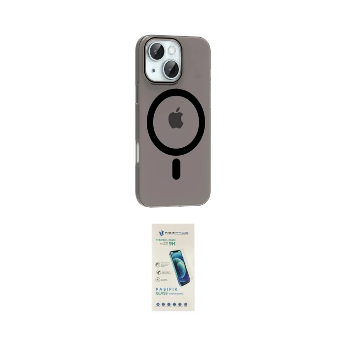 ieg™ iPhone 14 Kılıf Pusula Form Özel Seri - Şeffaf Pasifik Cam Ekran Koruyucu