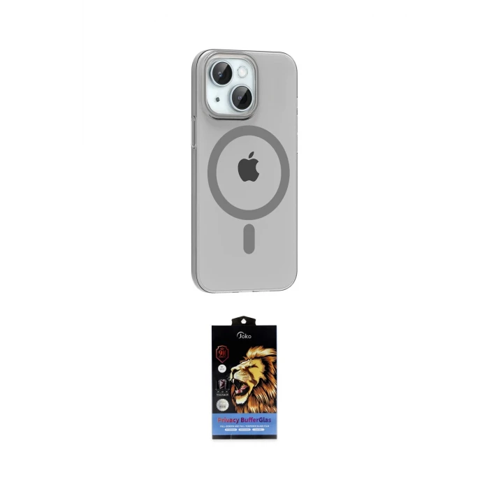 ieg™ iPhone 14 Kılıf Pusula Form Özel Seri - Siyah Buffer Hayalet Cam Ekran Koruyucu