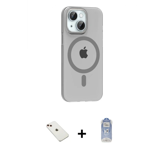 ieg™ iPhone 14 Kılıf Pusula Form Özel Seri - Siyah Joko Magic 5D Cam + Diamond Kamera Lens - KI