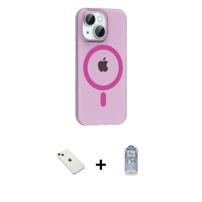 ieg™ iPhone 14 Kılıf Pusula Form Özel Seri - Siyah Joko Magic 5D Cam + Diamond Kamera Lens - KI