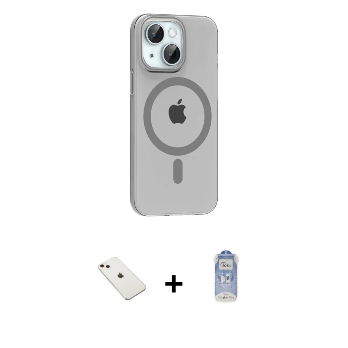 ieg™ iPhone 14 Kılıf Pusula Form Özel Seri - Siyah Joko Magic 5D Cam + Diamond Kamera Lens - PE