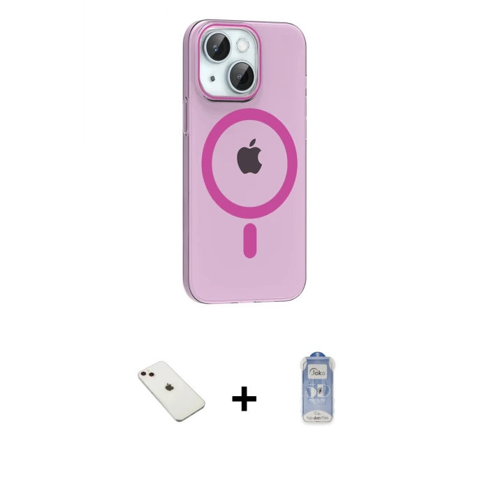 ieg™ iPhone 14 Kılıf Pusula Form Özel Seri - Siyah Joko Magic 5D Cam + Diamond Kamera Lens - PE