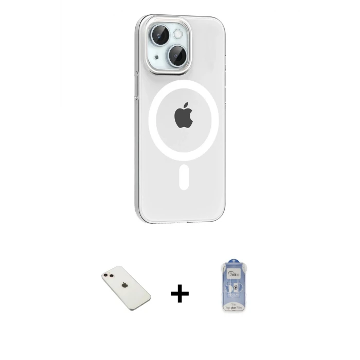 ieg™ iPhone 14 Kılıf Pusula Form Özel Seri - Siyah Joko Magic 5D Cam + Diamond Kamera Lens - PE